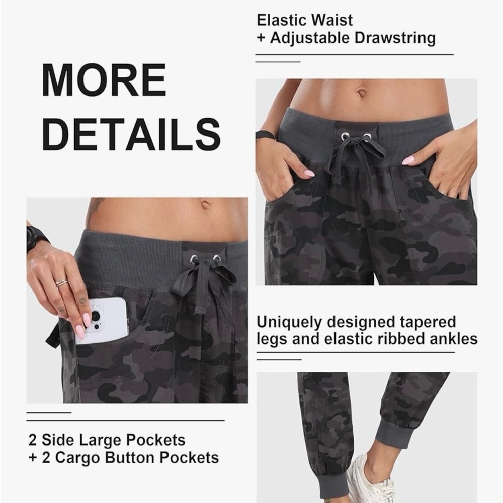 Women's MoFiz Medium Black Camo Cargo Joggers - Picture 6 of 6